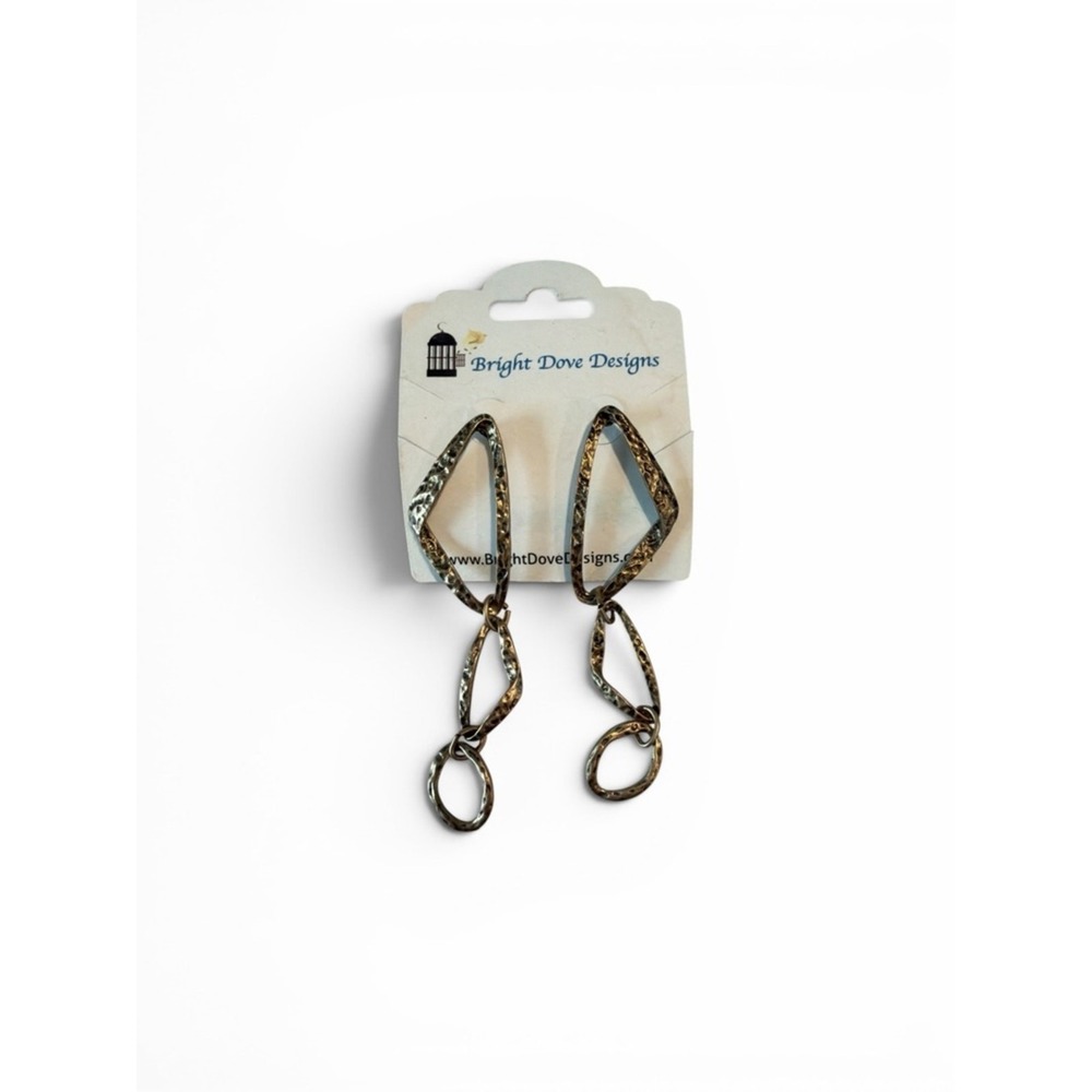 Bronze Textured Dangle Earrings - Brown